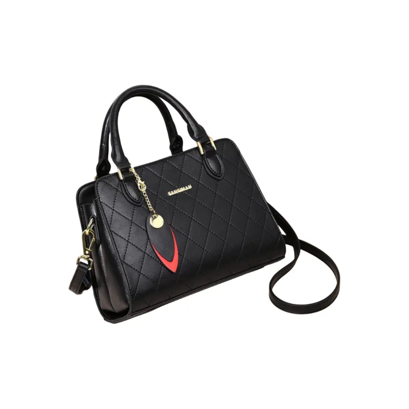 Versman Cow Leather Shopping Bag Handbag Shoulder Bag Crossbody Bag Large Size Women's Classic Black-2