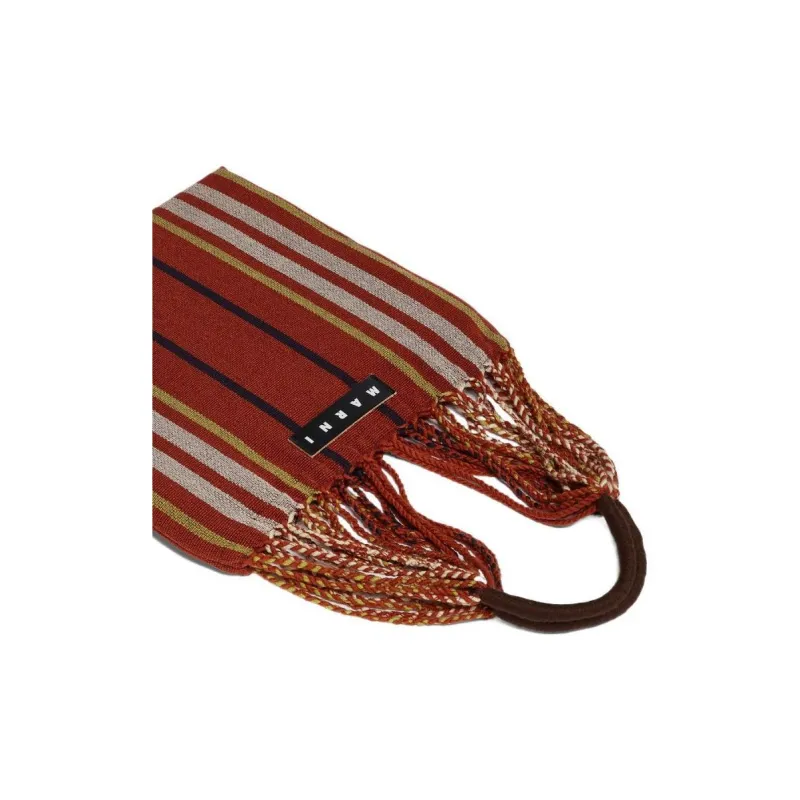 MARNI Fabric Hammock Bag Handbag Small Size Women's Red & Yellow & Beige & Yellow-4