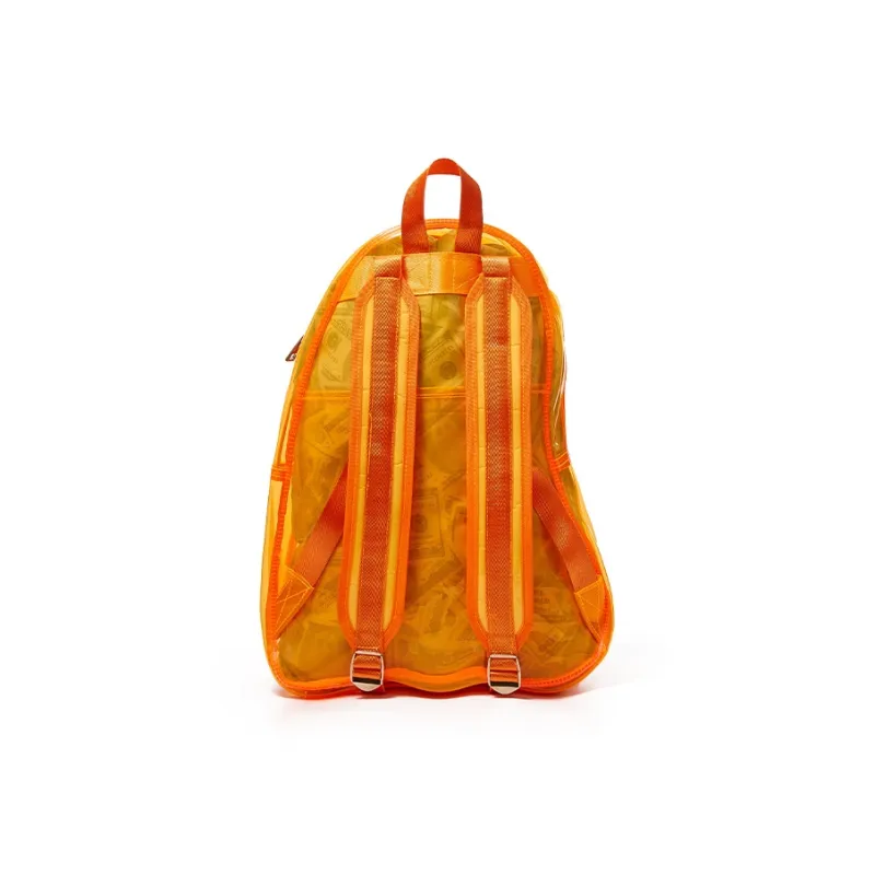 Fun And Cool Transparent TPU Backpack Medium Size Unisex Orange Red/Neon Green-2