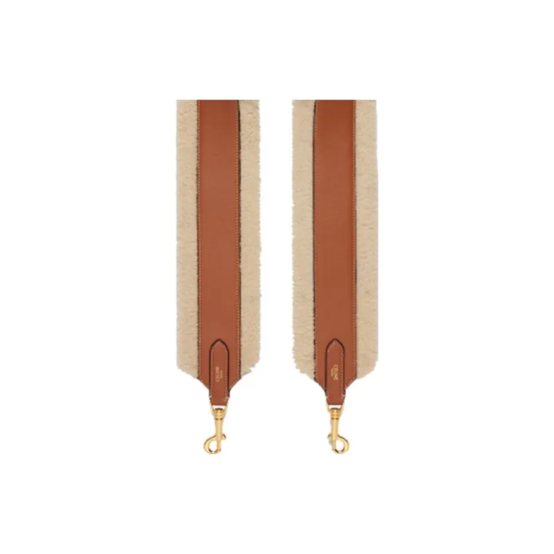 CELINE Shearling And Cow Leather Bag Strap Women's Natural Beige & Tan-5