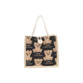Boniu Fabric Lunch Box Bag Handbag Regular Unisex White/Black/Brown