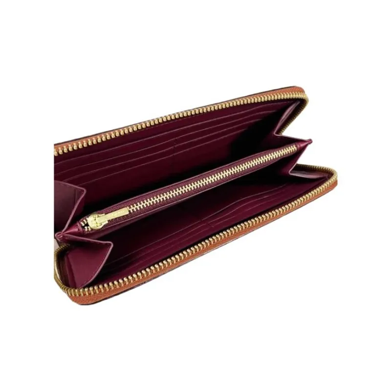COACH Accordion Zip Canvas With Leather Trunk Wallet Women's Brown-4