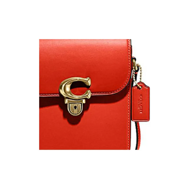 COACH Studio Cow Leather Cell Phone Pouch Shoulder Bag Crossbody Bag Mini Women's Red-3