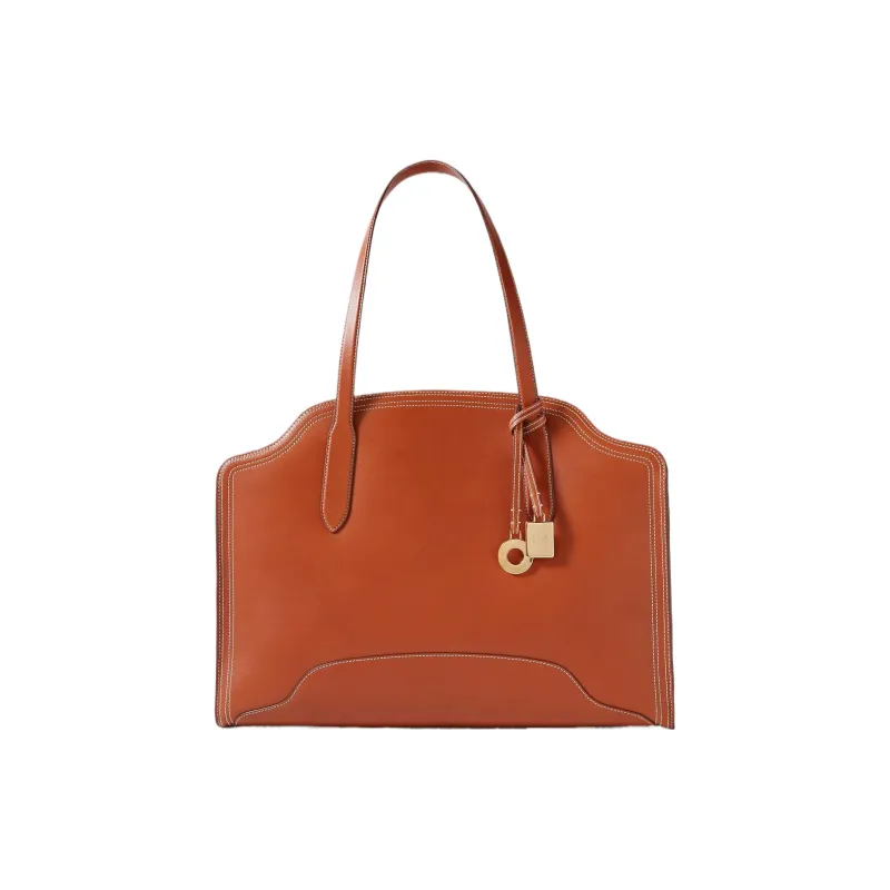 Loro Piana Sesia Calfskin Tote Bag Shopping Bag Shoulder Bag Handbag Women's Tan-0