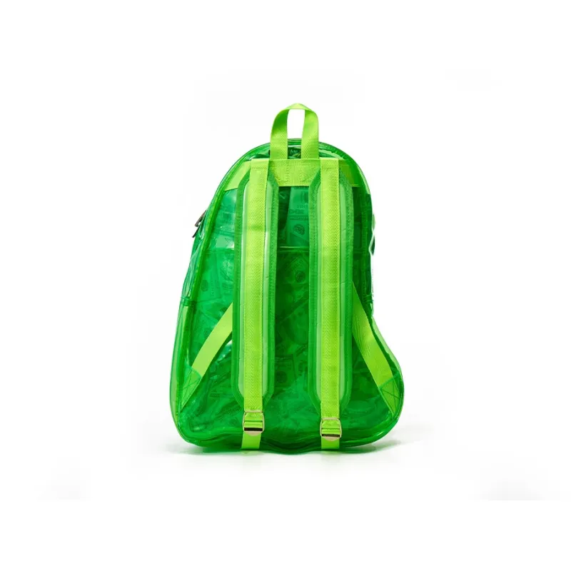 Fun And Cool Transparent TPU Backpack Medium Size Unisex Orange Red/Neon Green-6