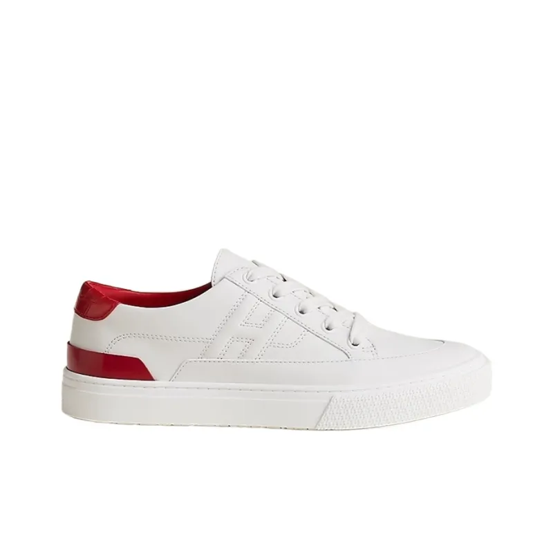 HERMES Deep Low Top Skateboard Shoes Women's White Red-1