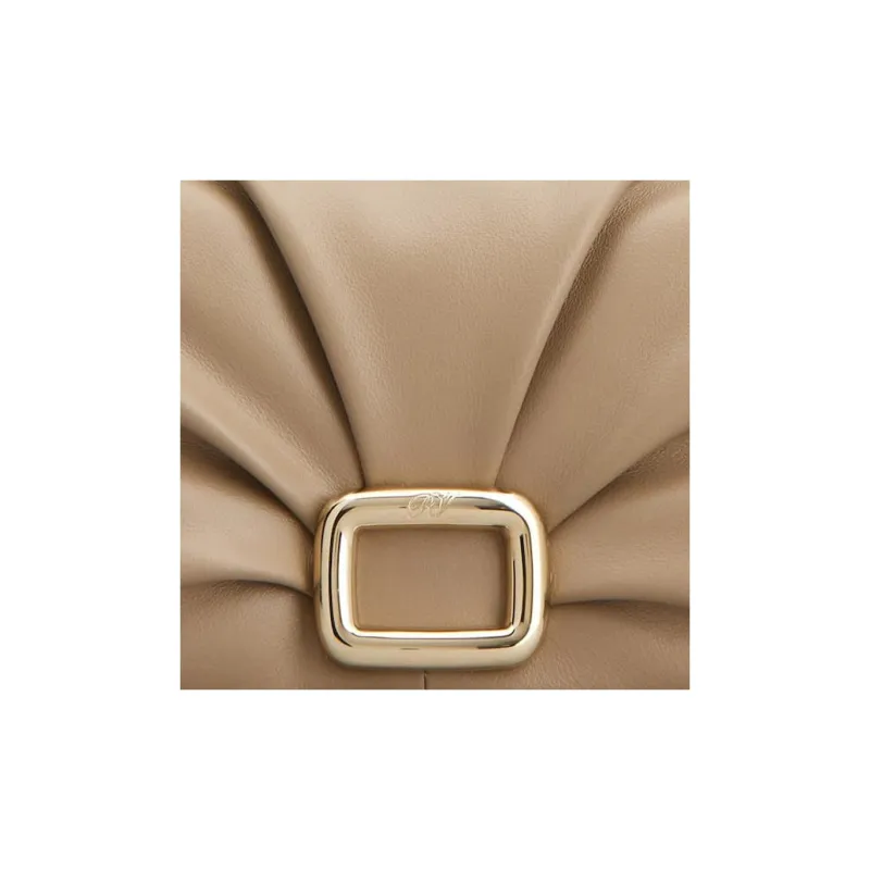 Roger Vivier Leather One Shoulder Crossbody Cell Phone Pouch Women's Beige Yellow-4