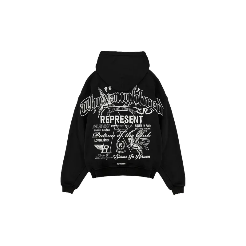REPRESENT Monochrome Icons Hoodie Sweatshirt Men's Black-1