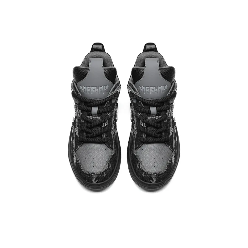 Angelmi Height Increasing Breathable Low Top Skateboard Shoes Unisex Black-2
