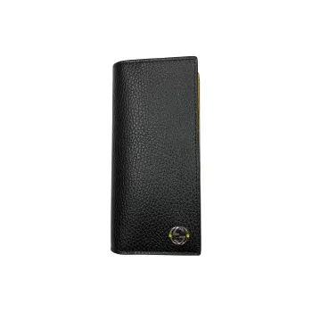 GUCCI Leather Card Holder, Wallet Men's Black & Yellow