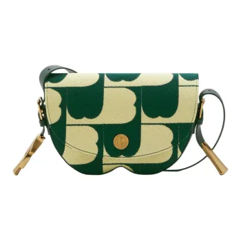 Burberry Cotton With Polyester Trim Shoulder Bag Crossbody Bag Women's Ivy Green With Fruit And Dew Design