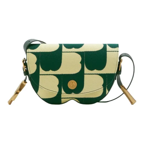 Burberry Cotton With Polyester Trim Shoulder Bag Crossbody Bag Women's Ivy Green With Fruit And Dew Design