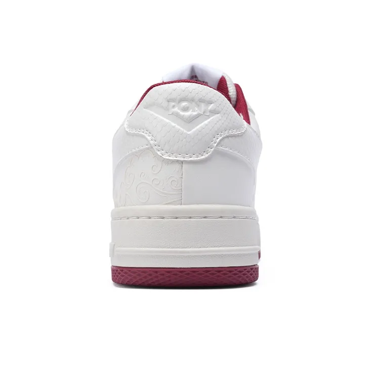 PONY Lighting Low Top Skateboard Shoes Unisex White Vermilion-4