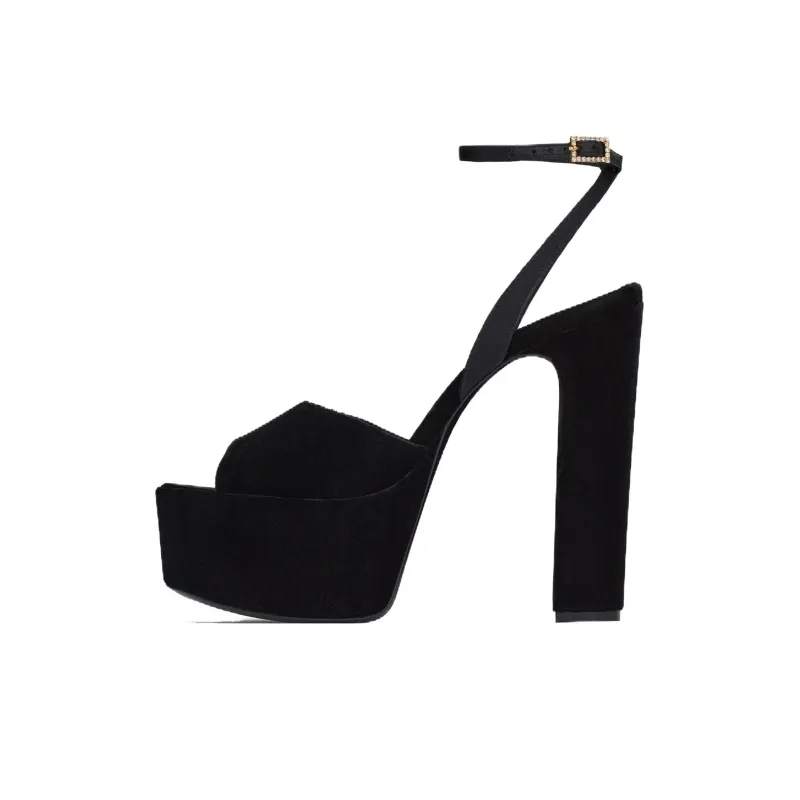 SAINT LAURENT Jodie 95mm Velvet Sandals-0