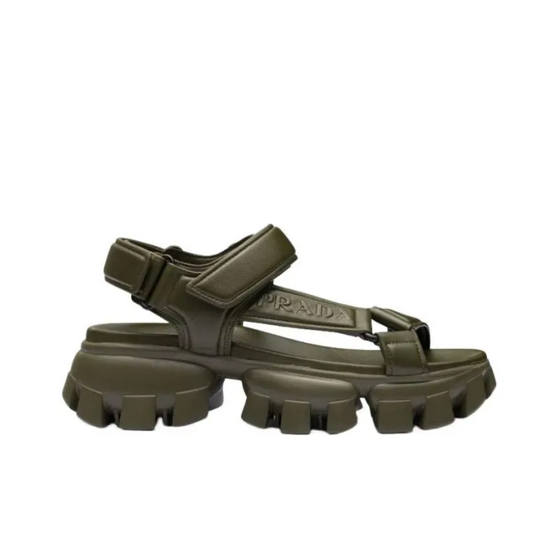 PRADA One Strap Sandals Women's Army Green-1