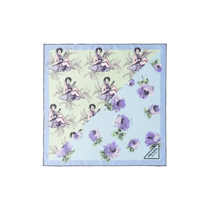 PRADA Graphic-print Silk Twill Scarf-0