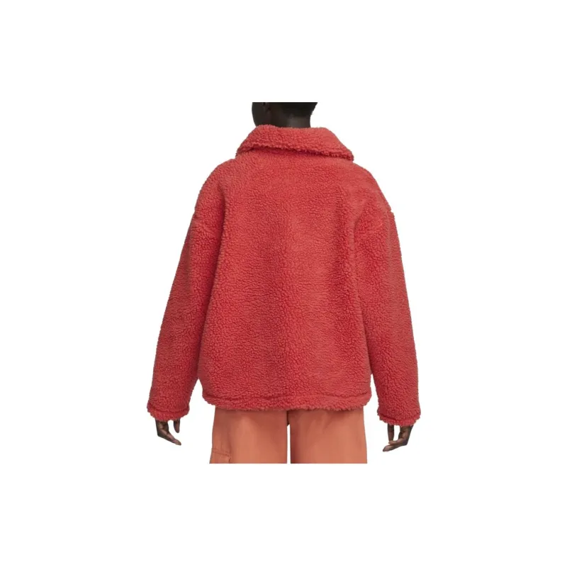 Nike Women's Swoosh Sherpa Full Zip Jacket Lobster Crimson-1