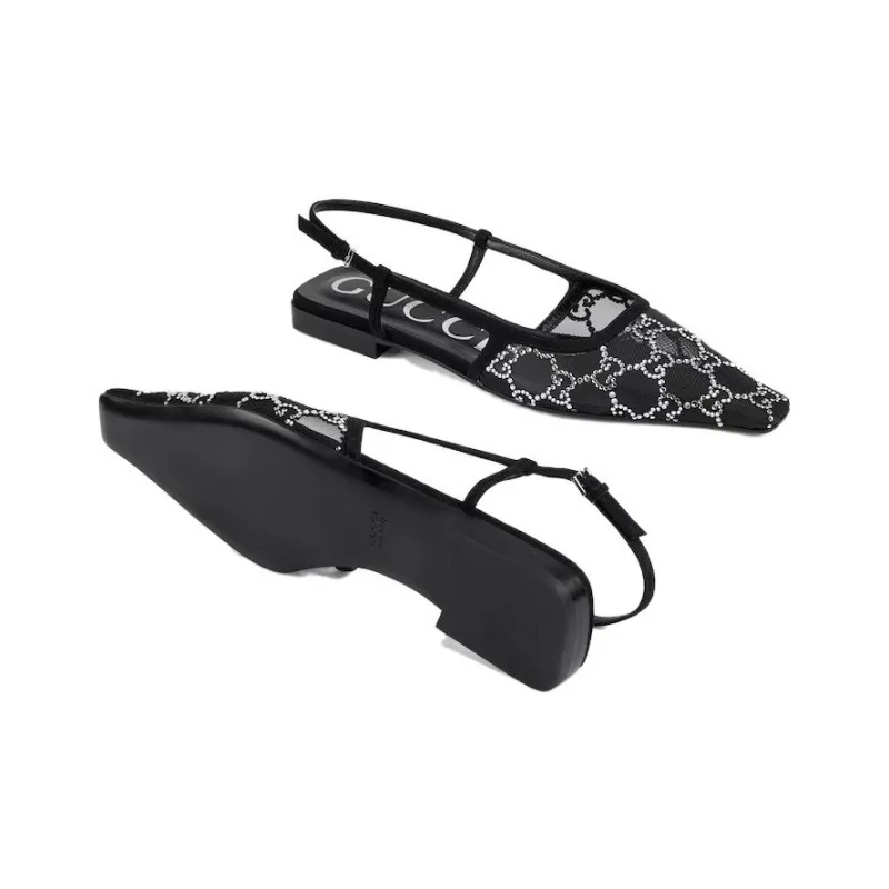 GUCCI GG Crystal-embellished Ballerina Shoes-4