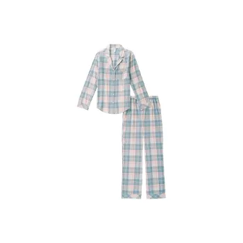 Victoria's Secret Pajama Set Women's Pink Blue Plaid
