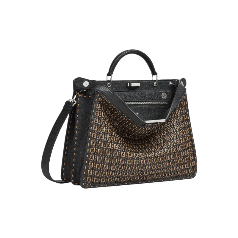FENDI Peekaboo ISeeU Calfskin Shoulder Bag Crossbody Bag Handbag Medium Size Men's Multicolor-2