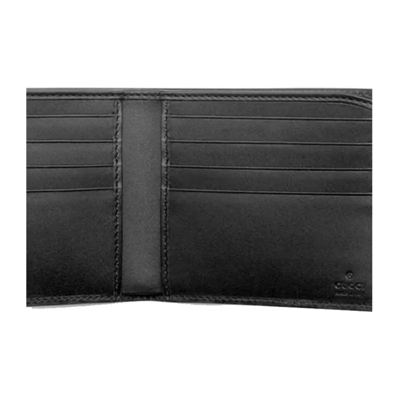 GUCCI Canvas With Leather Wallet Men's Ebony-4