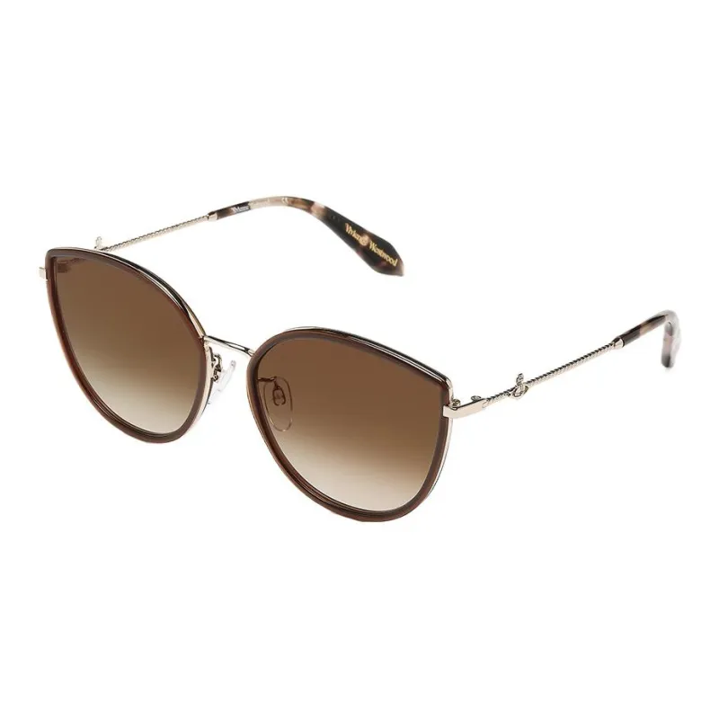 Vivienne Westwood Irregular Shape Sunglasses Women's Brown-0