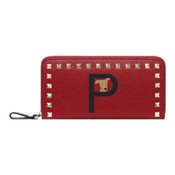 Valentino Grained Calfskin Wallet Women's Red & Black