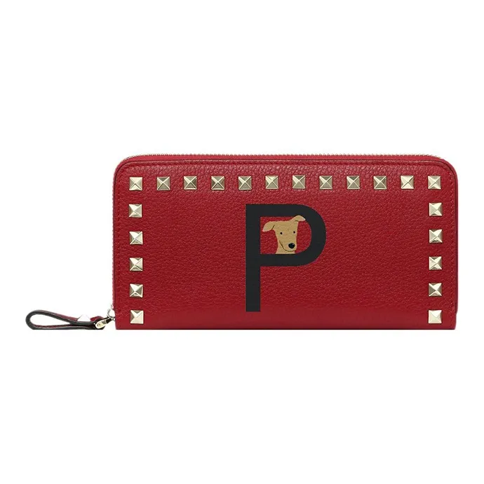 Valentino Grained Calfskin Wallet Women's Red & Black-0