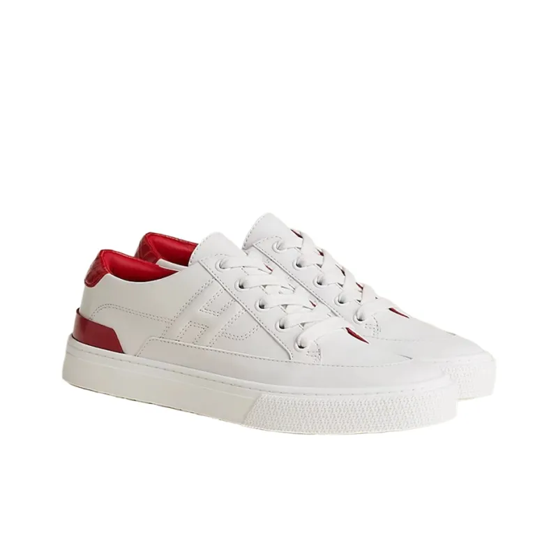 HERMES Deep Low Top Skateboard Shoes Women's White Red-2