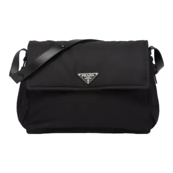 PRADA Cini Re Nylon Recycled Nylon Bonded Leather Messenger Bag Shoulder Bag Crossbody Bag Women's Black