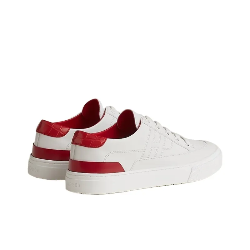 HERMES Deep Low Top Skateboard Shoes Women's White Red-3