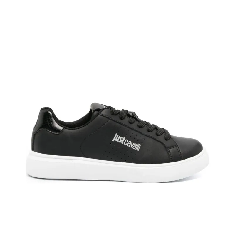 Just Cavalli Tiger Head-logo Leather Sneakers-1