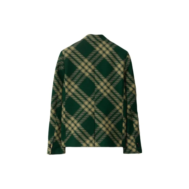 Burberry Check Pattern Buttoned Tailored Blazer-1