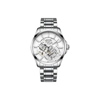AILANG Automatic Mechanical Movement Stainless Steel Watchband Watch Men's Watches White Dial