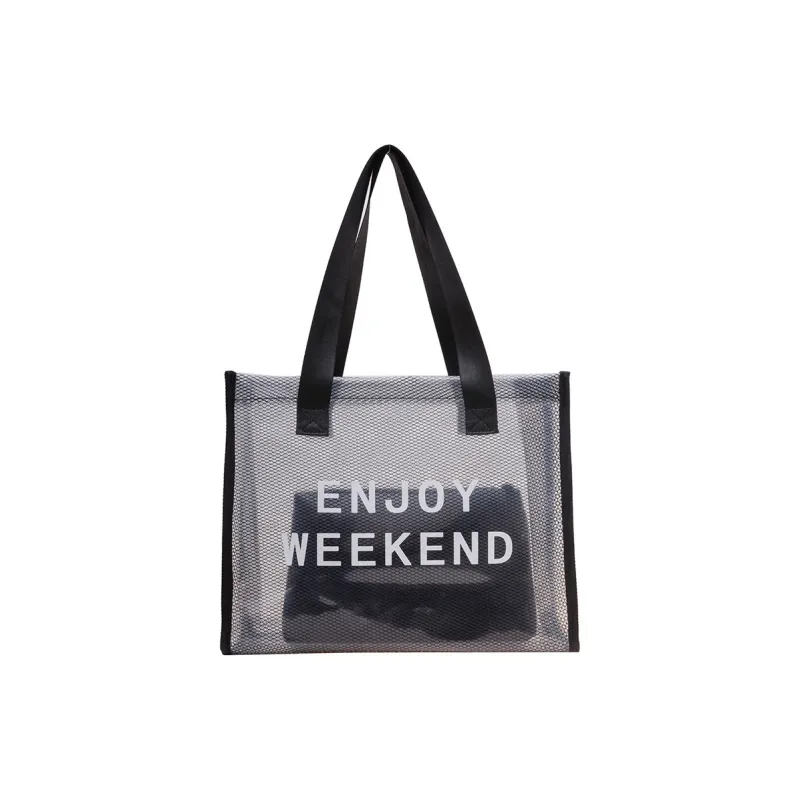 Boniu PVC Tote Bag Shopping Bag One Shoulder Handbag Large Size Women's Orange/Blue/White/Fuchsia/Purple/Black-5