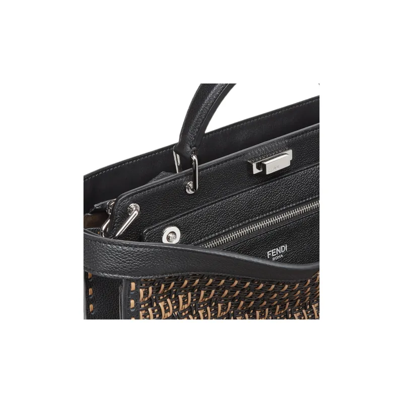 FENDI Peekaboo ISeeU Calfskin Shoulder Bag Crossbody Bag Handbag Medium Size Men's Multicolor-5