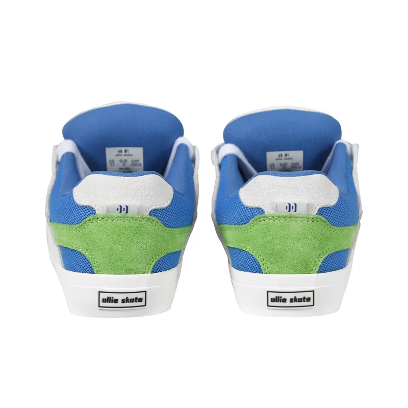 Ollieskate Anti Slip Wear Resistant Low Top Skateboard Shoes Unisex White Blue Green-3