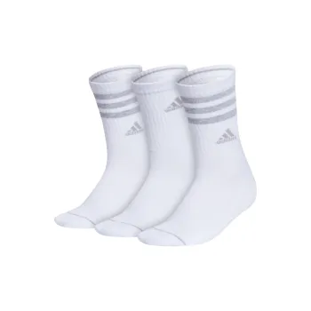 Adidas CUSHIONED 3-STRIPES CREW SOCKS 3-PACK Mid-Calf Socks Women's 3 Pack White