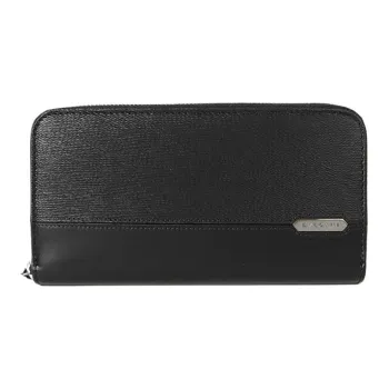 BVLGARI Leather Wallet Men's Black