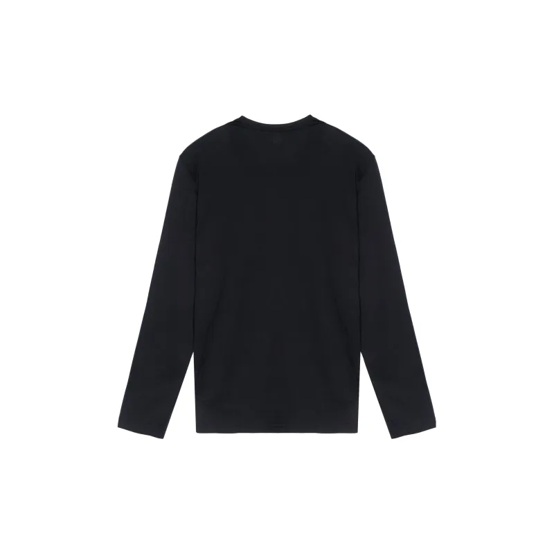 EMPORIO ARMANI Chest Logo Solid Color Long Sleeved T Shirt Men's Black-1