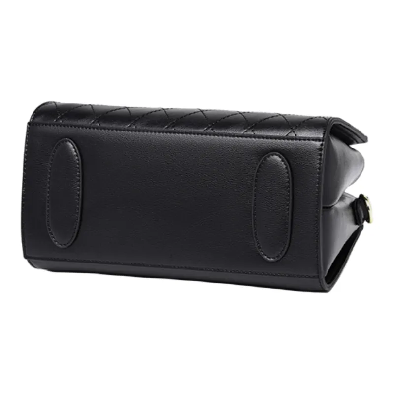 Versman Cow Leather Shopping Bag Handbag Shoulder Bag Crossbody Bag Large Size Women's Classic Black-4