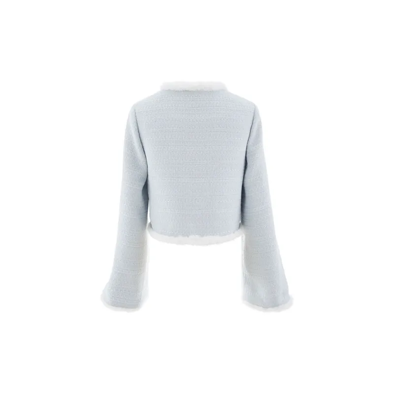 Blovelan Cropped Coats Women's Light Blue-1