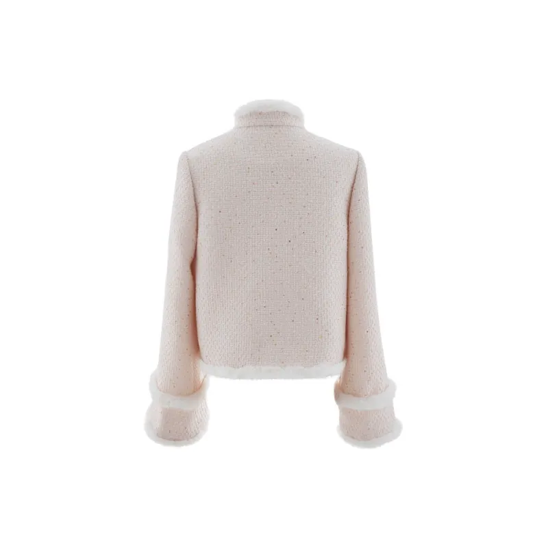 Blovelan Cropped Coats Women's Apricot Pink-1