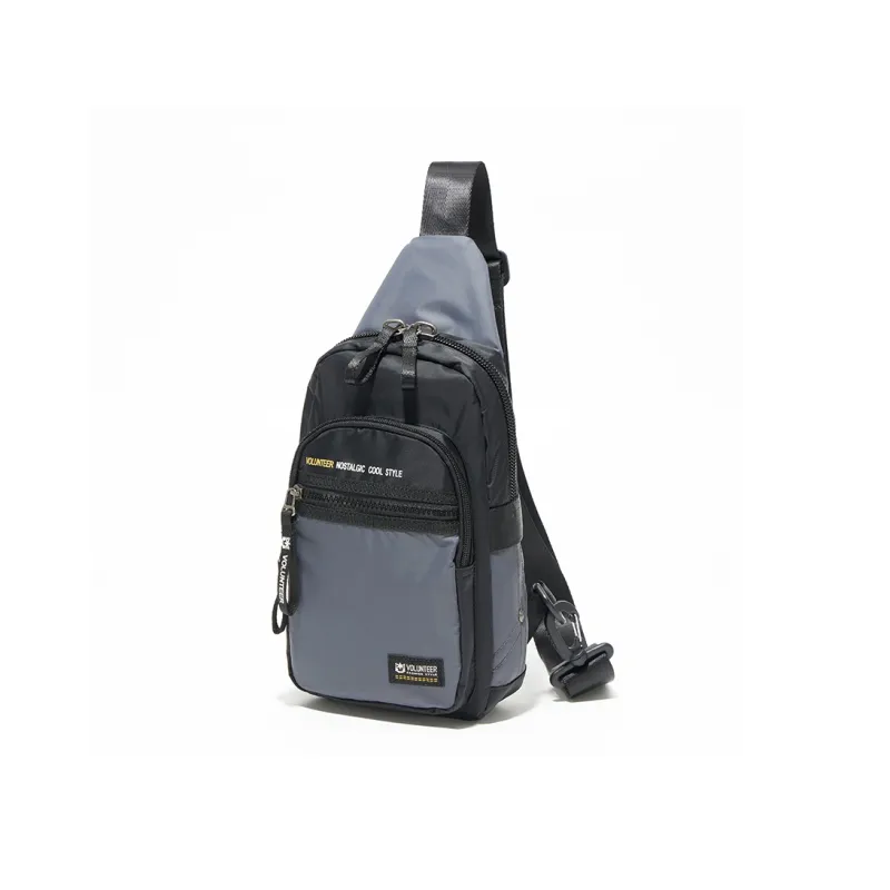 Volunteer Oxford Large Capacity Shoulder Bag Large Size Unisex Black/Gray-3