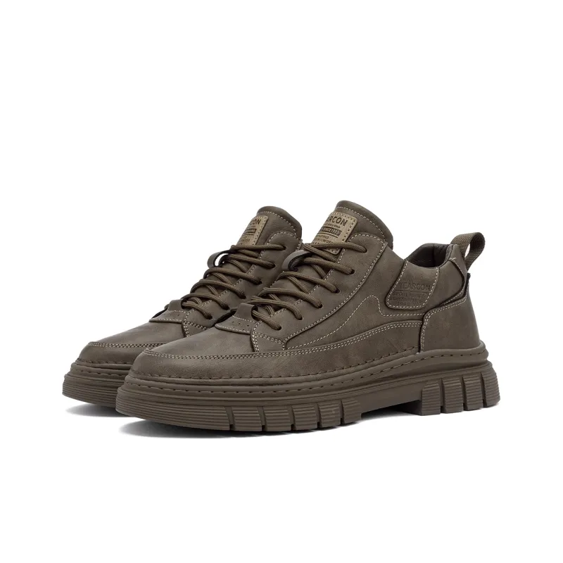 YEARCON Work Boots Men Low Top Chestnut Brown, Agate Black-6