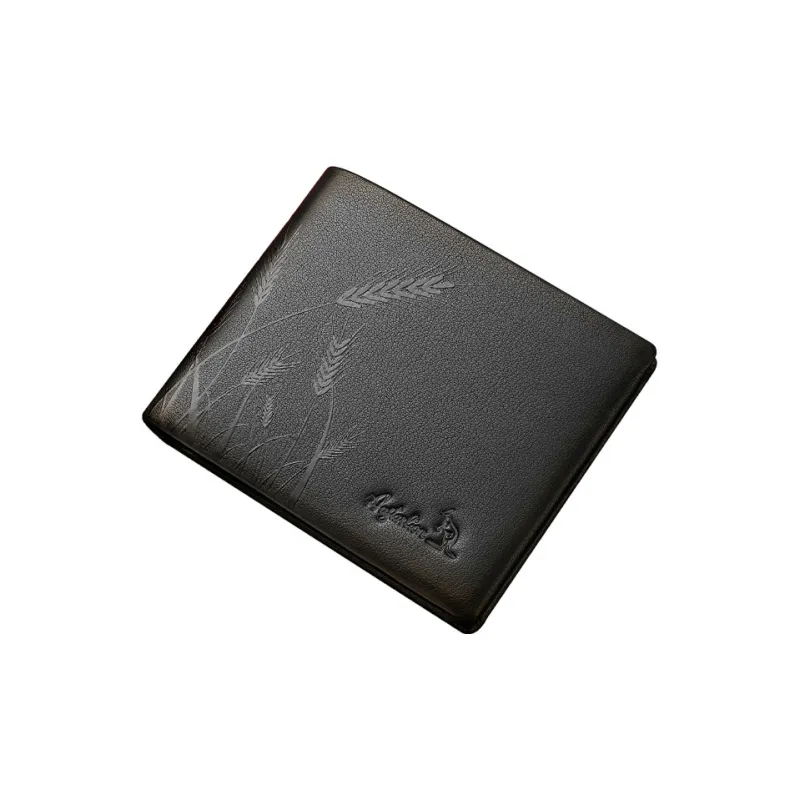 AUGTARLION Cow Leather Card Holder Wallet Money Clip Men's Black-4
