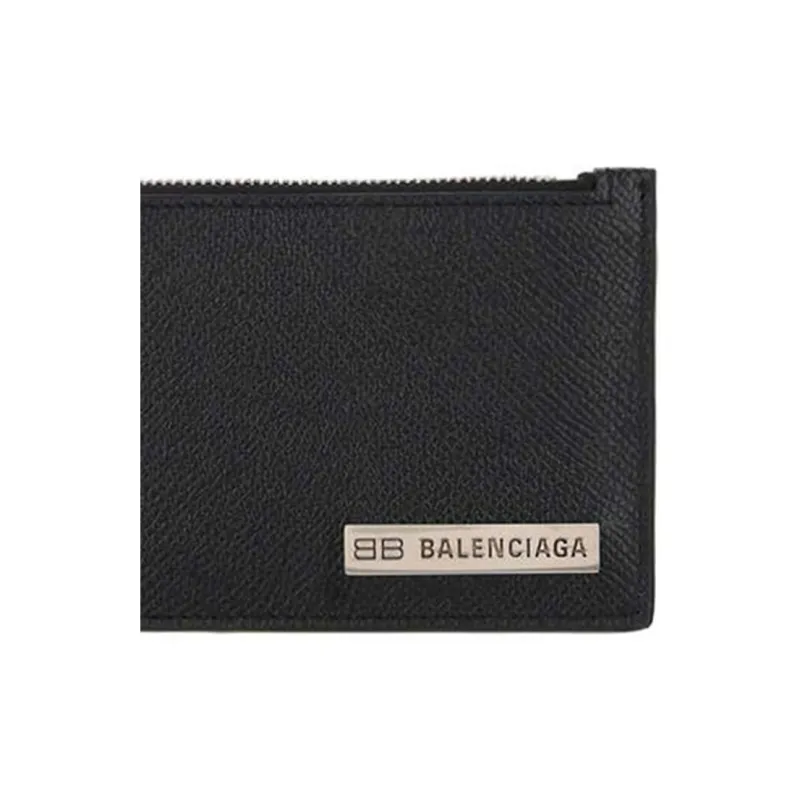 Balenciaga Cow Leather Coin Purses Wallets Men's Black-4