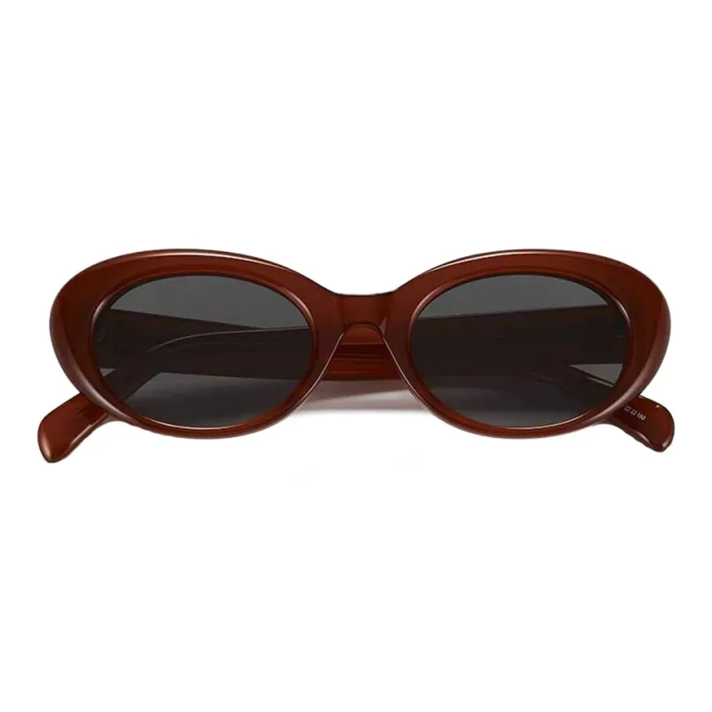 PUBLIC BEACON Acetate Oval Sunglasses Unisex Red-1