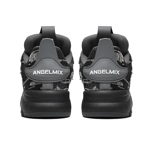 Angelmi Height Increasing Breathable Low Top Skateboard Shoes Unisex Black-3