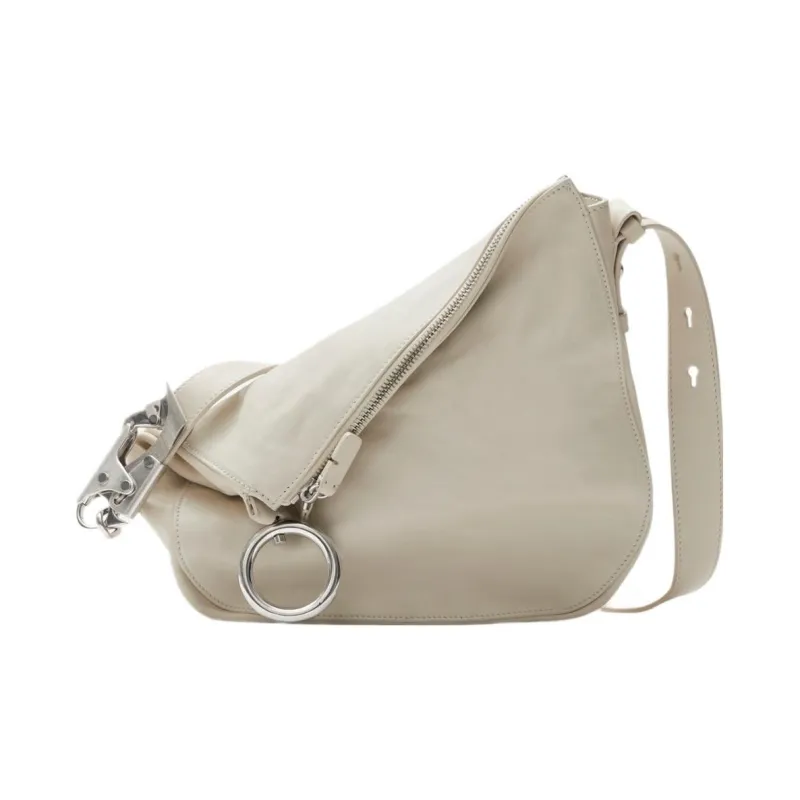Burberry Calfskin Handbag Shoulder Bag Women's Gray White-0